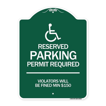 Signmission Connecticut Reserved Parking Permit Required Violators Fined Min $150 Alum, 18" x 24", GW-1824-24658 A-DES-GW-1824-24658